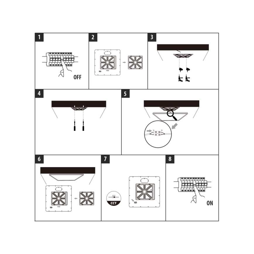 LED Stropní svítidlo LED/32W/230V 3000/4000/6500K 40x40 cm černá